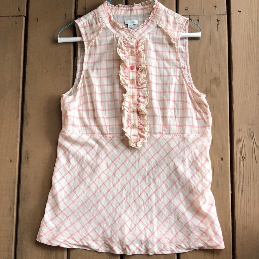 EUC Anthropologie Odille plaid sleeveless blouse